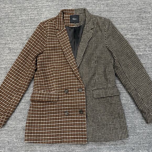 Rails Blazer Women Small Cody Double Breasted Wool Blend Tween Plaid Two Tone - Picture 1 of 12
